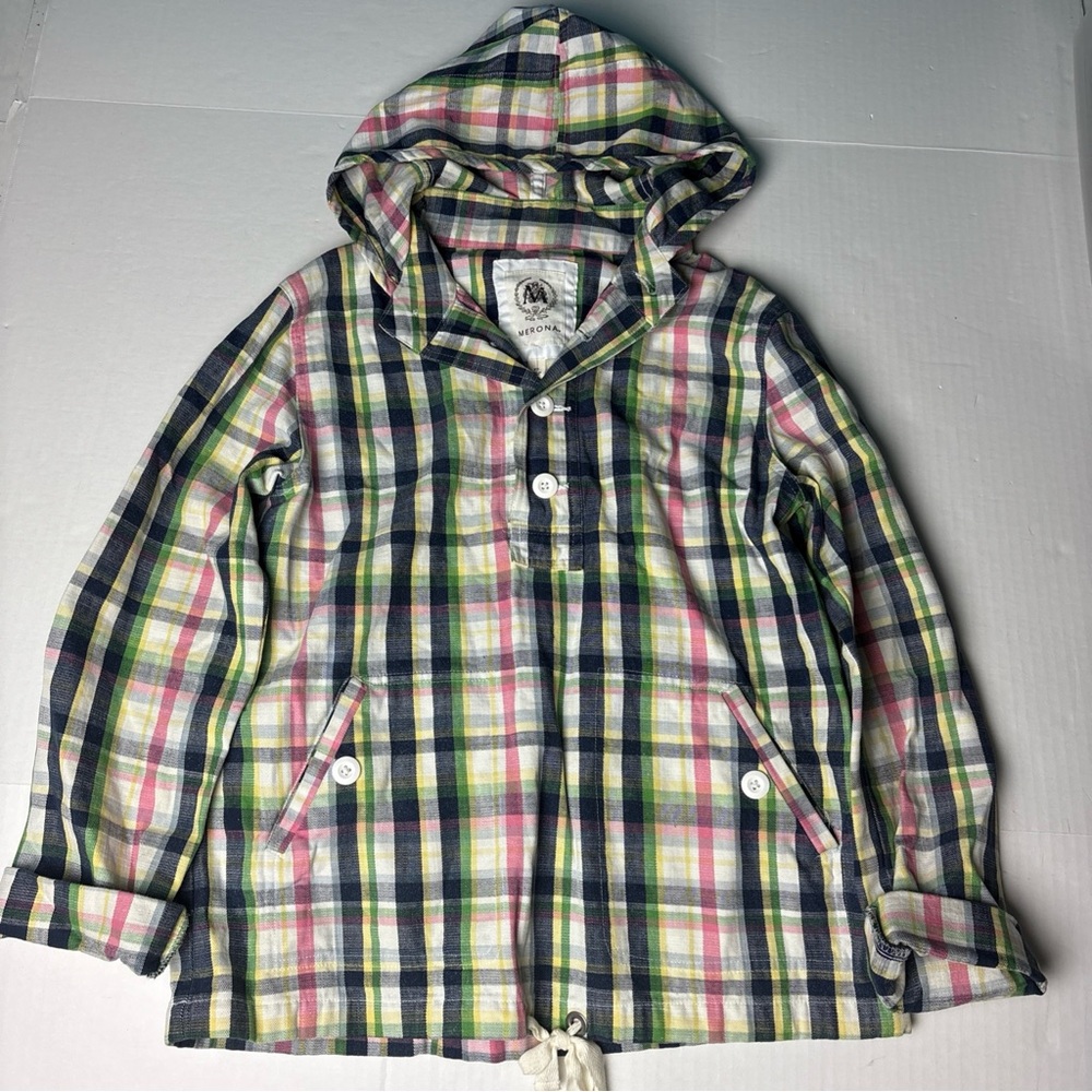 Merona Women’s XS Shirt Jacket Plaid Multicolor Pullover Preppy Beach Cotton